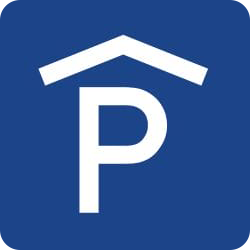 Blaues Parkhaus-Symbol